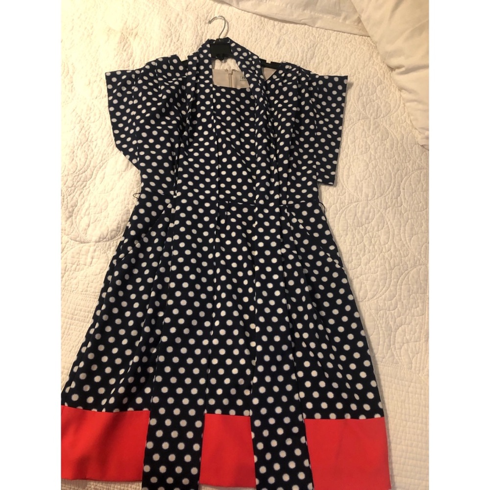 Polka dot dress (Navy blue and Coral) size 6